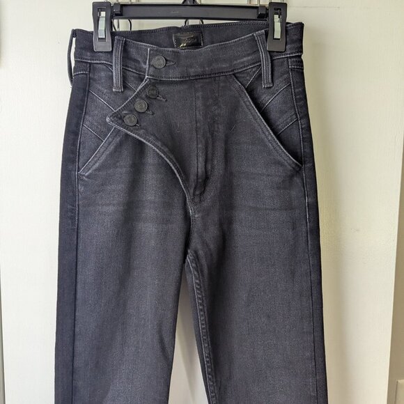 Mother The Right-Away Rider Black Denim Jeans Size 24 - Picture 2 of 13